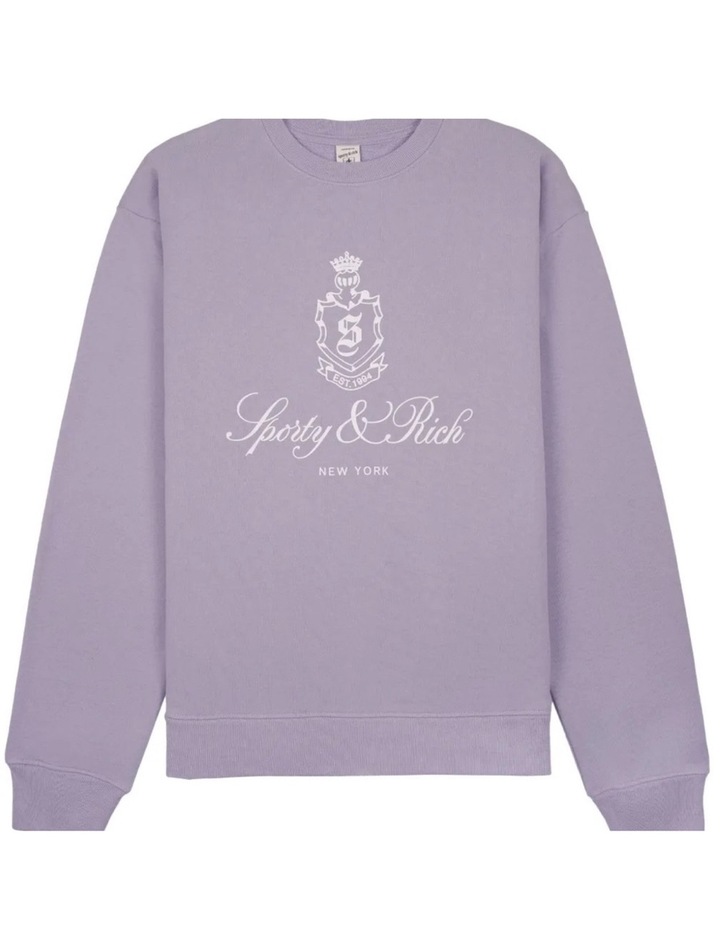 Sporty & Rich Pastel Lavender Crewneck with Script Logo
